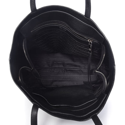 Prada Vitello Daino Zip Shopping Tote Black 5 of 11