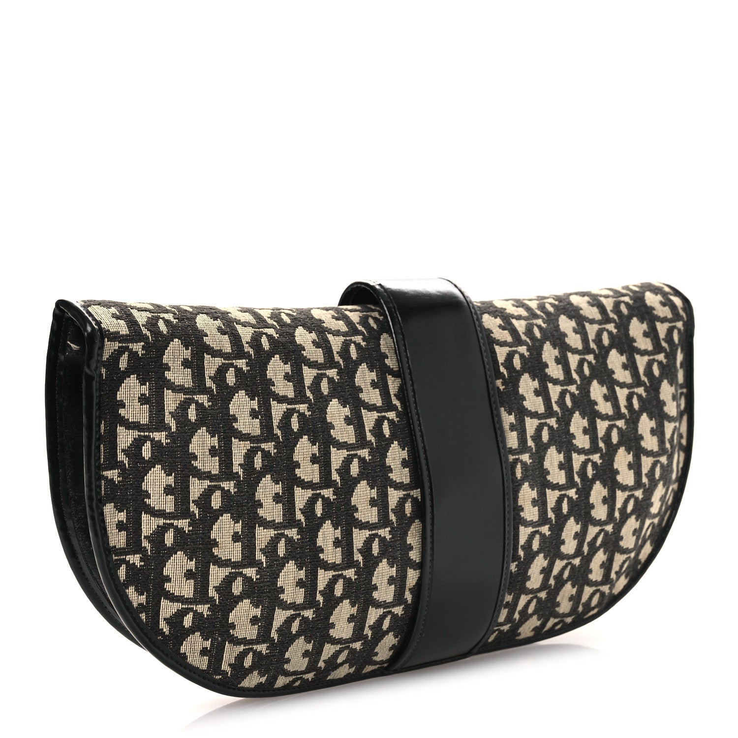 Christian Dior Monogram Flap Clutch Beige Black 3 of 13