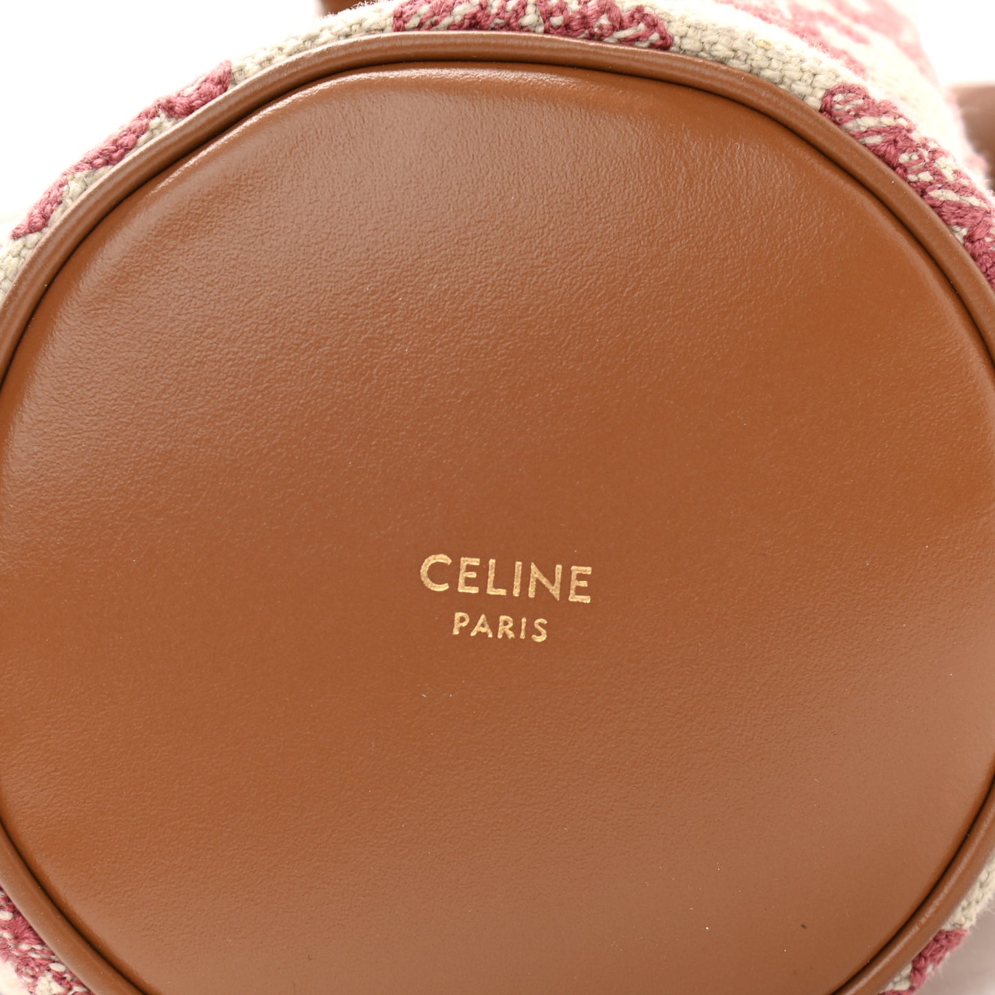 Canvas Calfskin Triomphe Embroidered Bucket Bag Fox Red