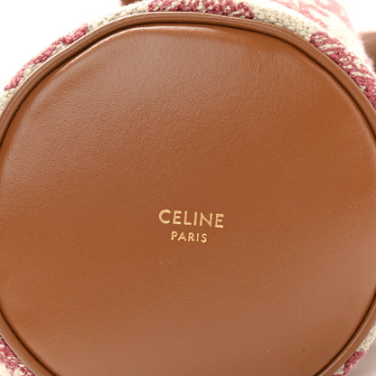 Celine Canvas Calfskin Triomphe Embroidered Bucket Bag Fox Red 8 of 12