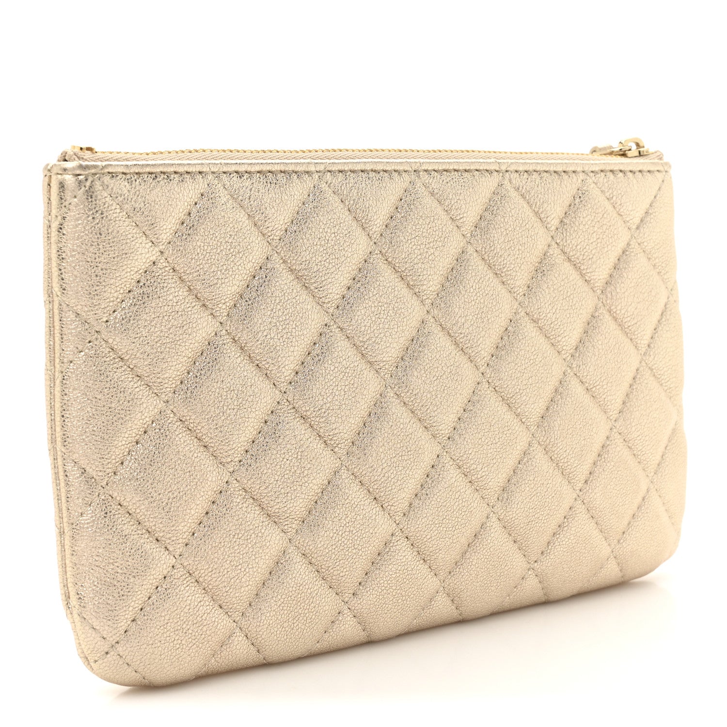 Chanel Metallic Lambskin Quilted Cosmetic Case Gold 3 of 8