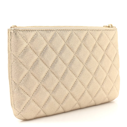 Chanel Metallic Lambskin Quilted Cosmetic Case Gold 3 of 8