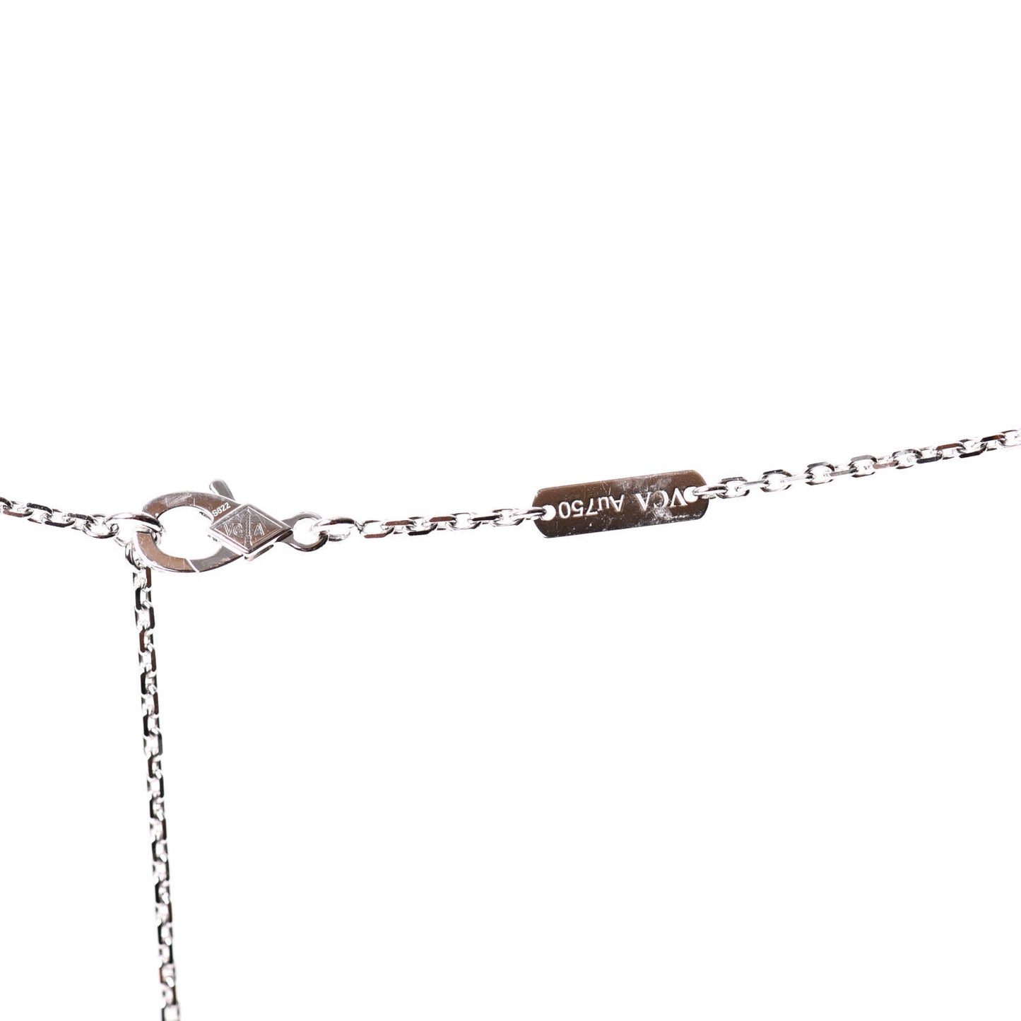 18K White Gold Diamond Vintage Alhambra Pendant Necklace