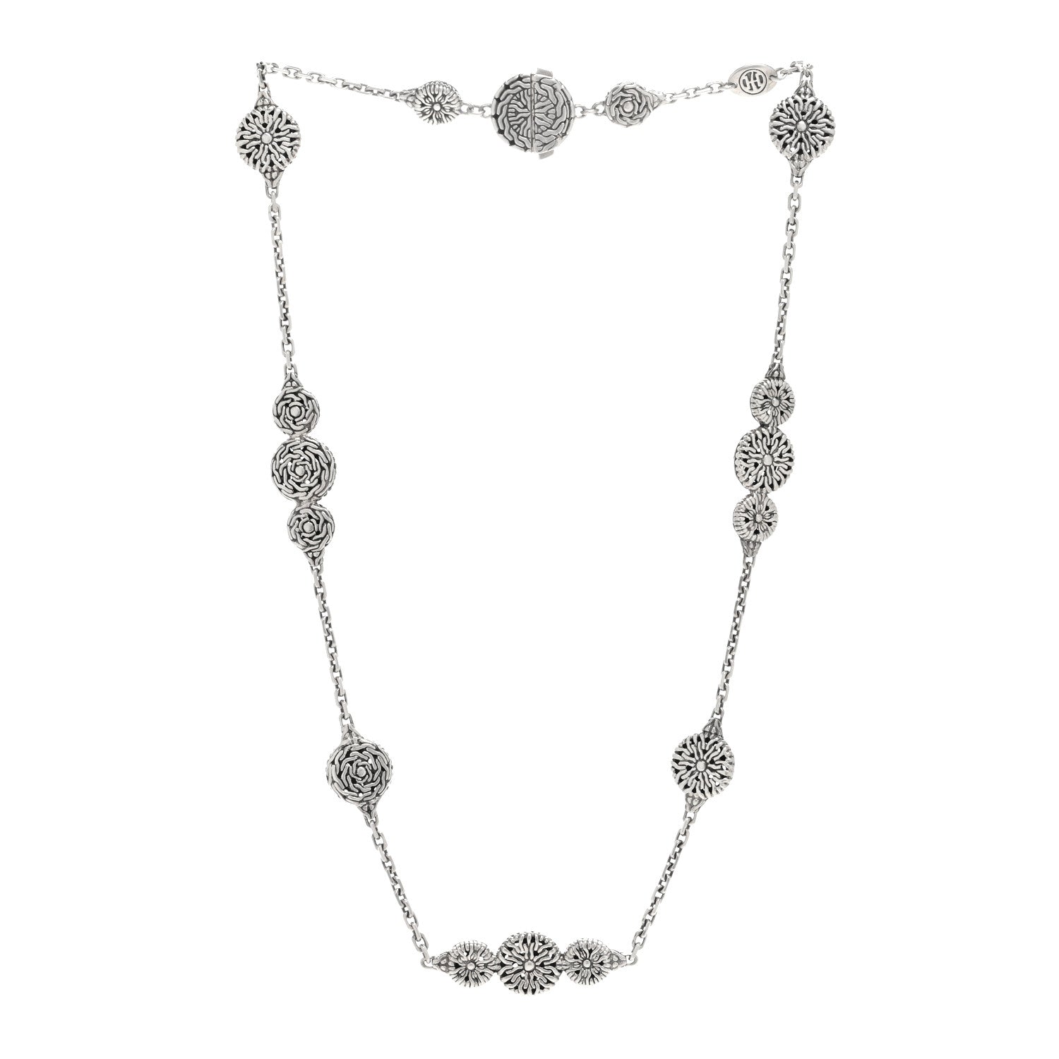 John Hardy Sterling Silver Triple Circle Station Classic Chain Necklace 2 of 3