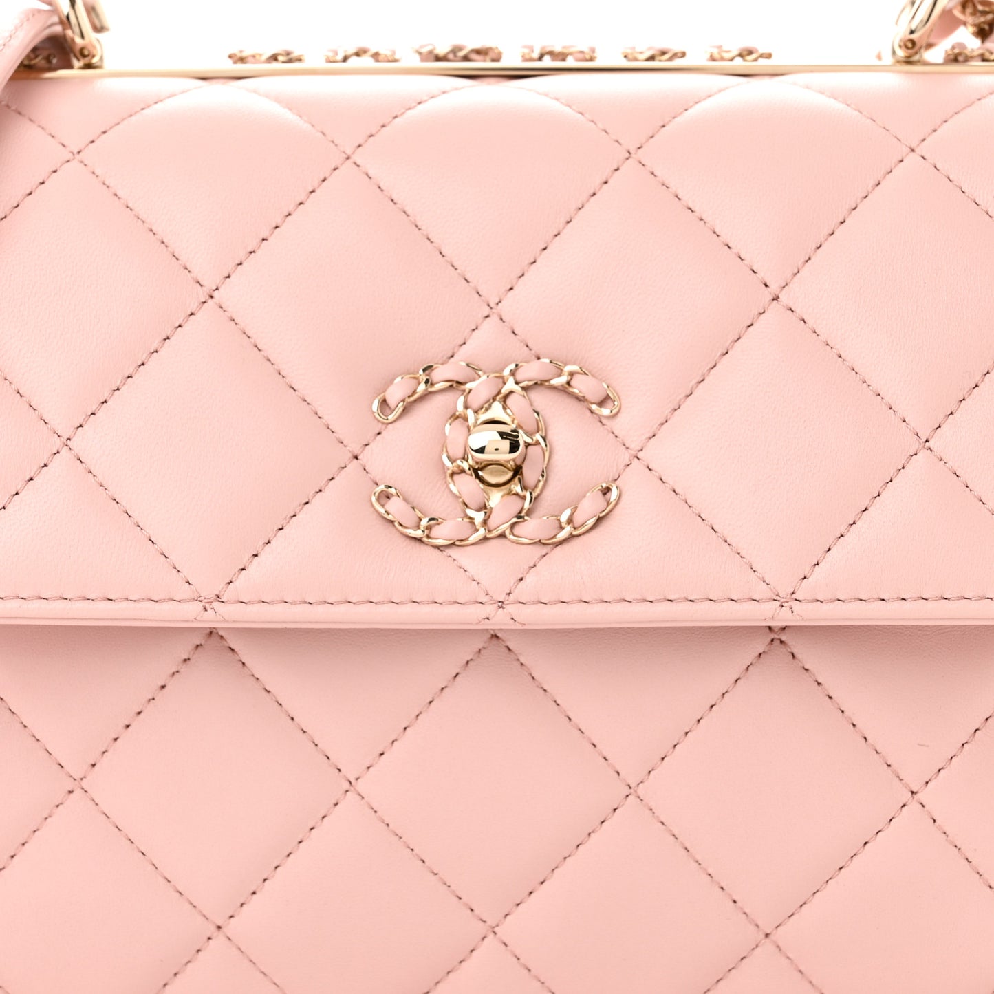 Lambskin Quilted Small Trendy Chain CC Flap Dual Handle Bag Light Pink