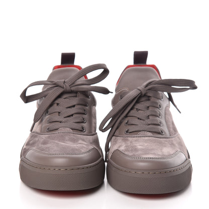 Christian Louboutin Calfskin Neoprene Veau Velours Mens Aurelien Flat Sneakers 39 Grey 2 of 9