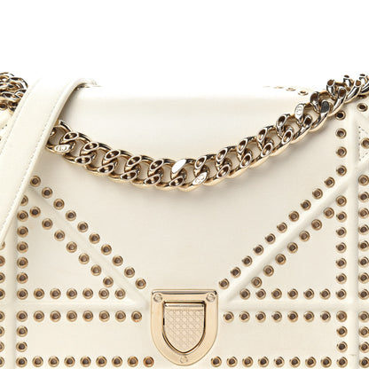 Christian Dior Lambskin Studded Medium Diorama Flap Bag Latte 9 of 17