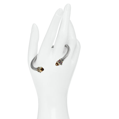 David Yurman Sterling Silver 14K Yellow Gold Citrine Rhodolite Garnet 5mm Renaissance Cable Bracelet 2 of 4