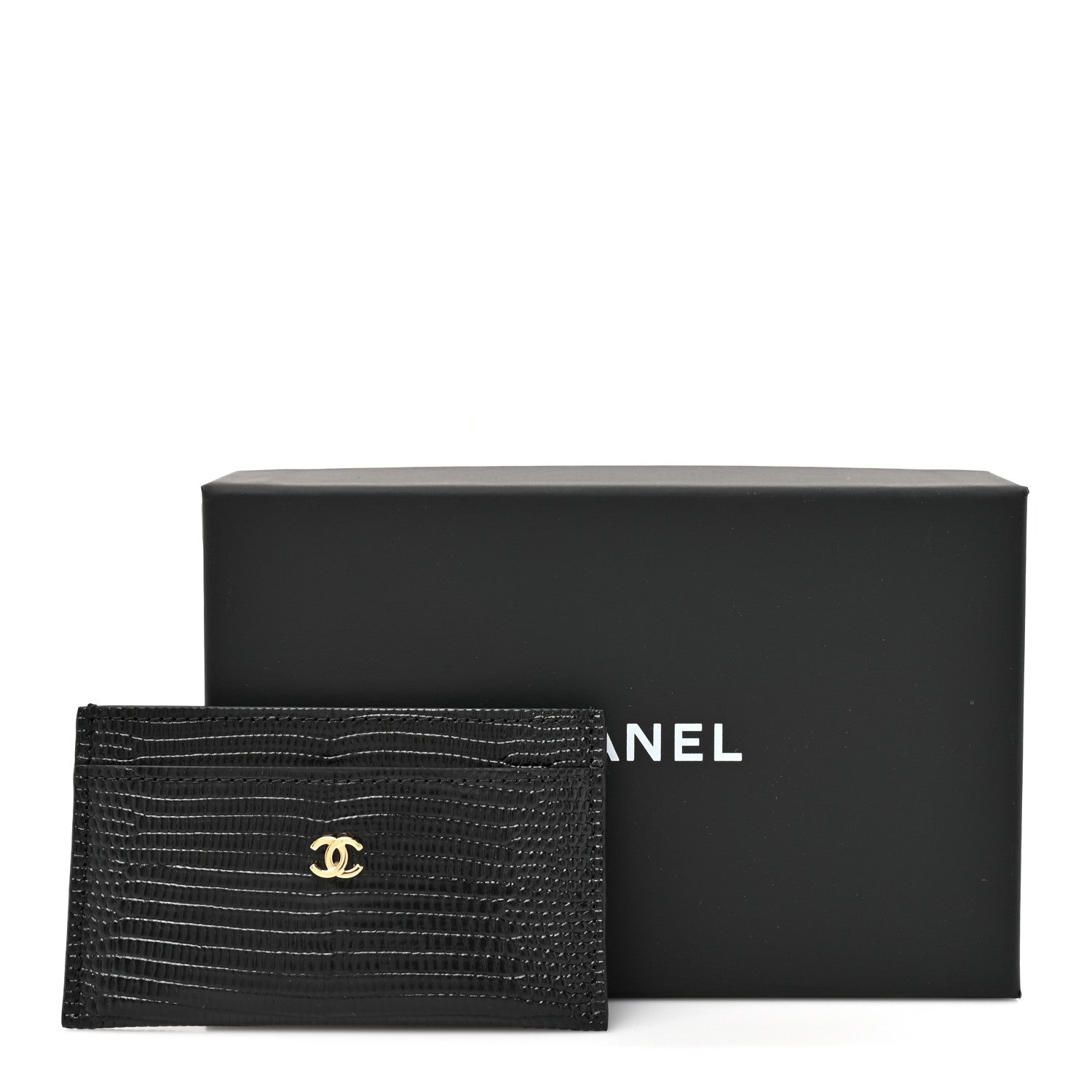 Chanel Calfskin Lizard Embossed Crococo Card Holder Black 8 of 8