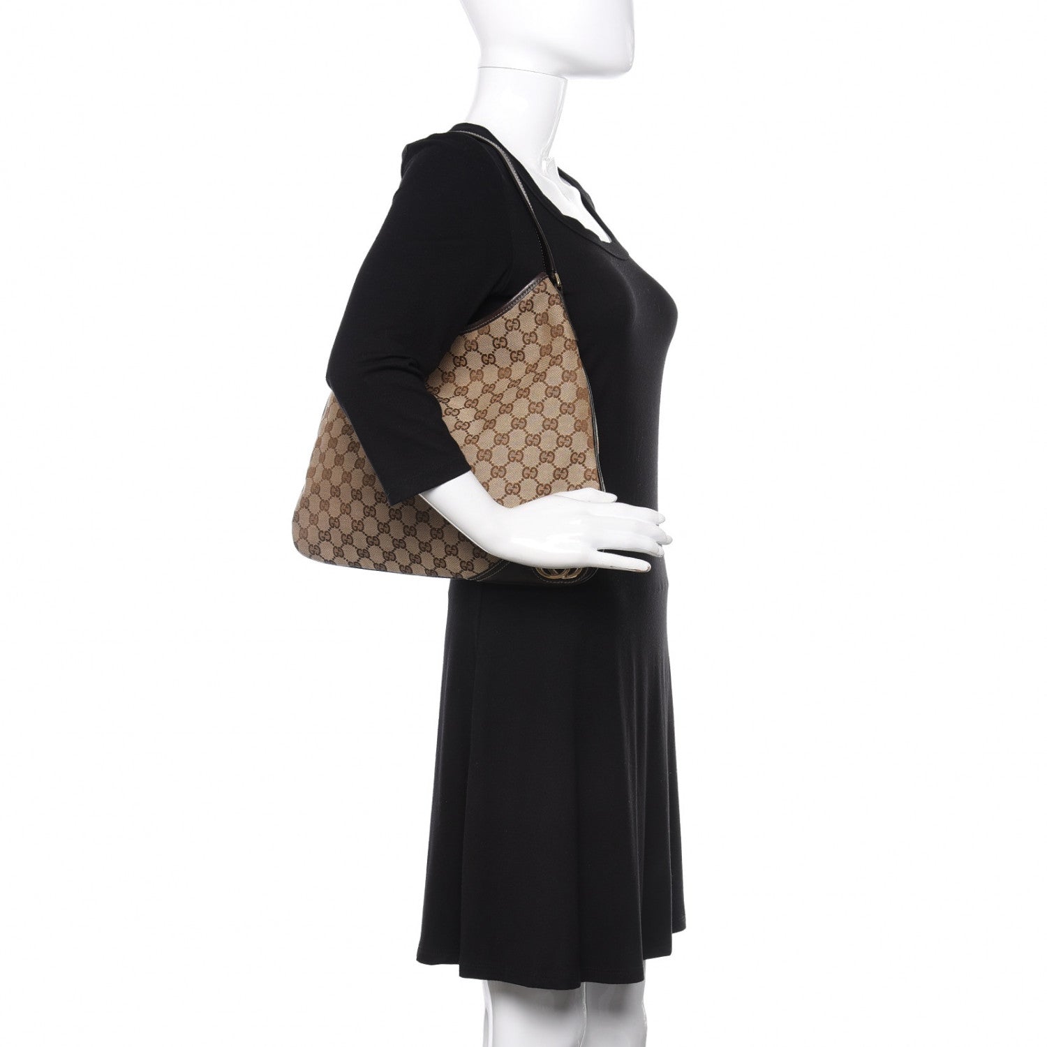Gucci Monogram Medium New Britt Hobo Dark Brown 2 of 10
