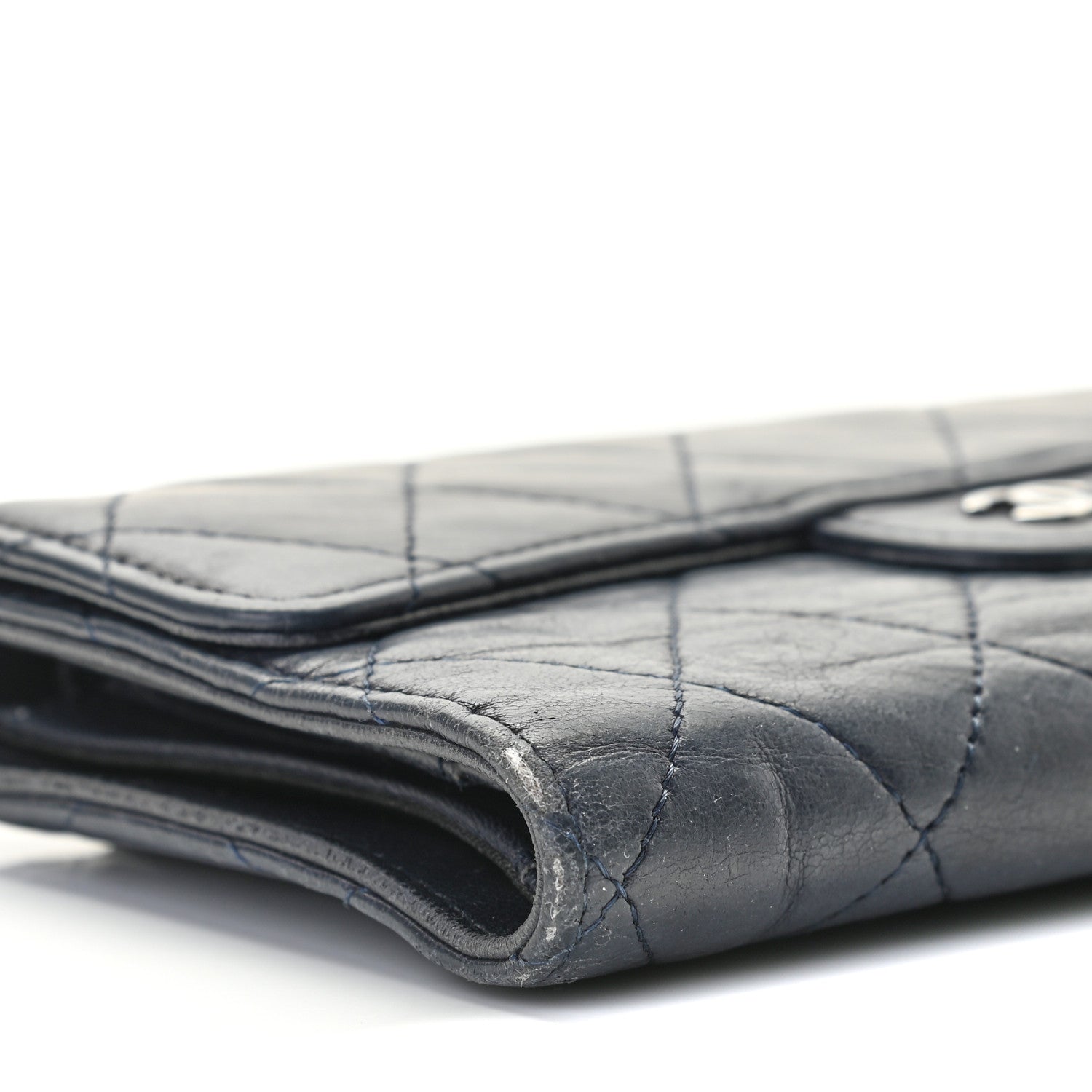 Chanel Lambskin Quilted Large Gusset Flap Wallet Navy 9 of 12