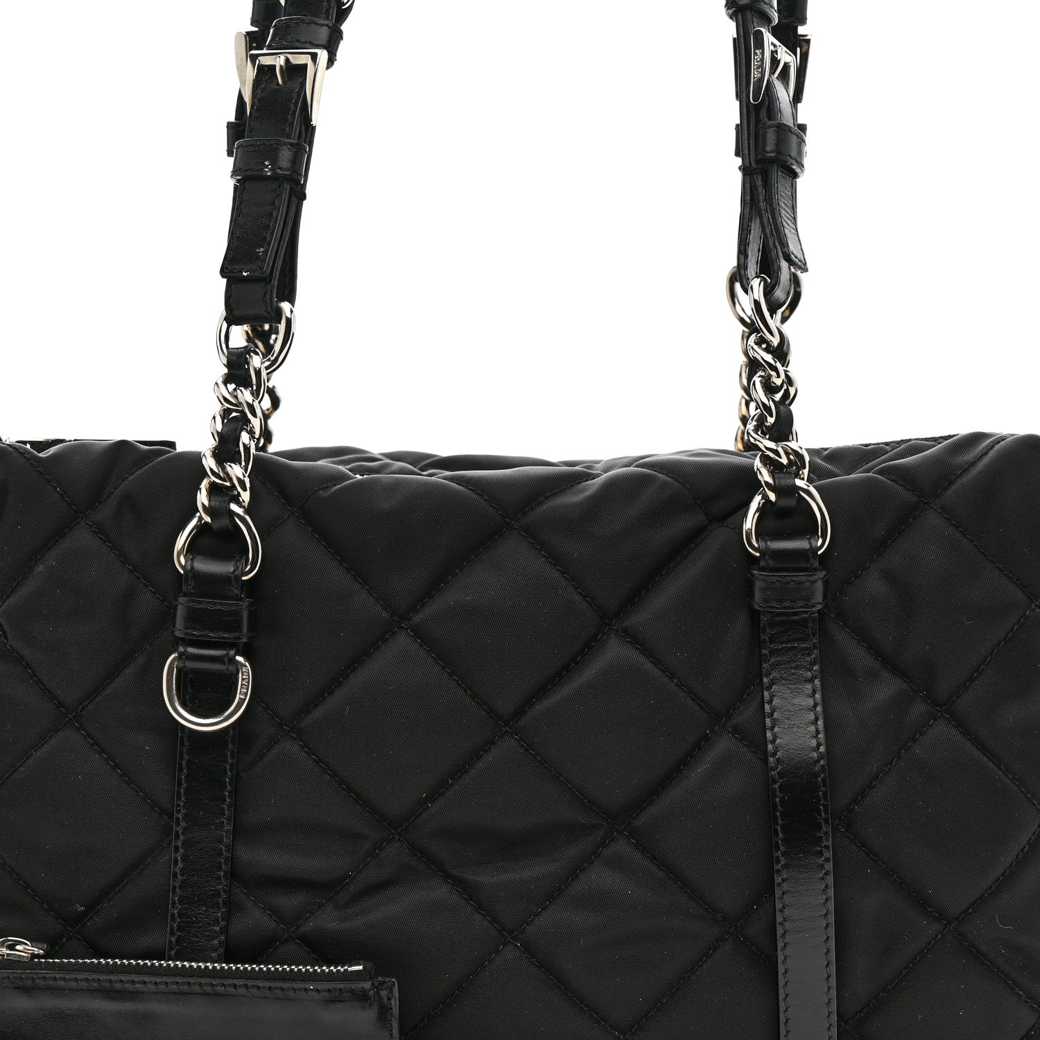Prada Nylon Tessuto Quilted Chain Shoulder Bag Black 9 of 14