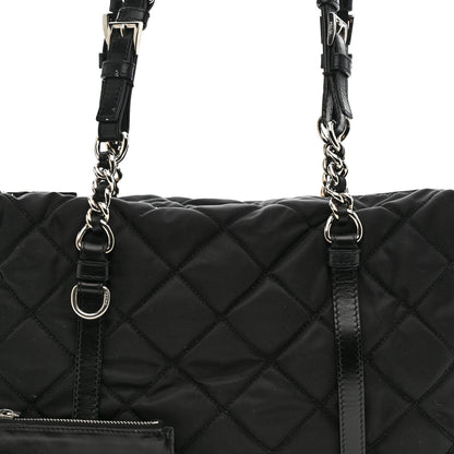 Prada Nylon Tessuto Quilted Chain Shoulder Bag Black 9 of 14