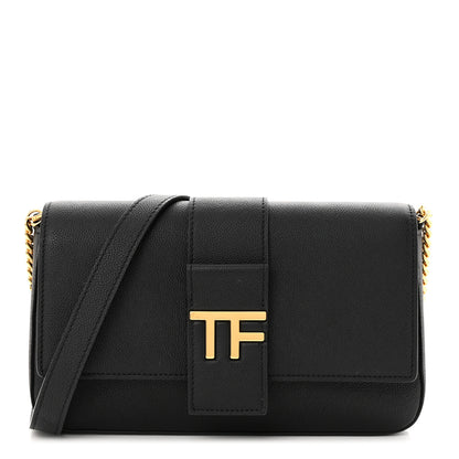 Tom Ford Grained Calfskin TF Chain Shoulder Bag Black 1 of 9