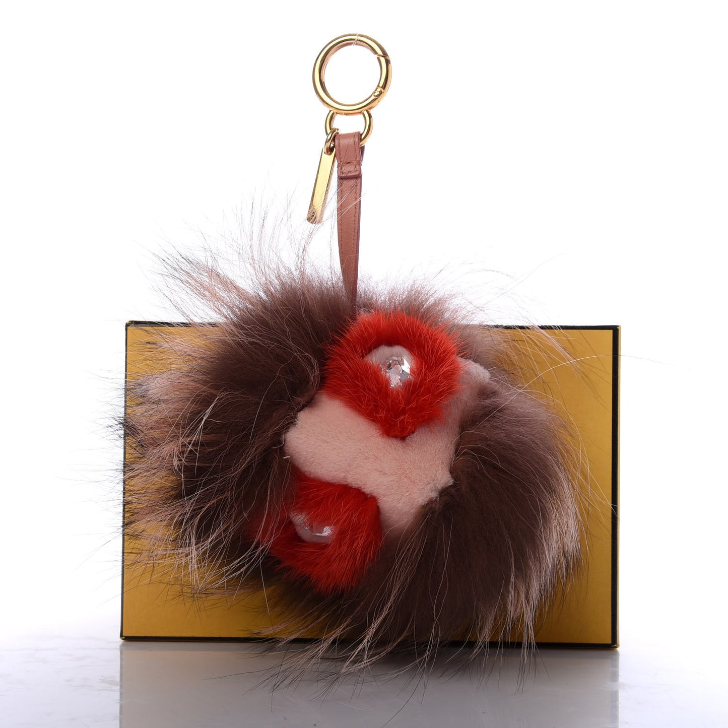 Rabbit Mink Fox Fur Furry Yang Monster Bag Bug Charm Red Pink