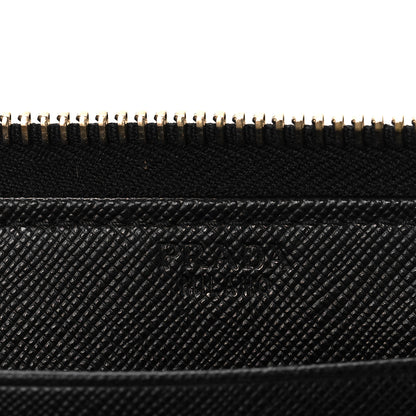 Prada Saffiano Zip Around Wallet Black 6 of 9