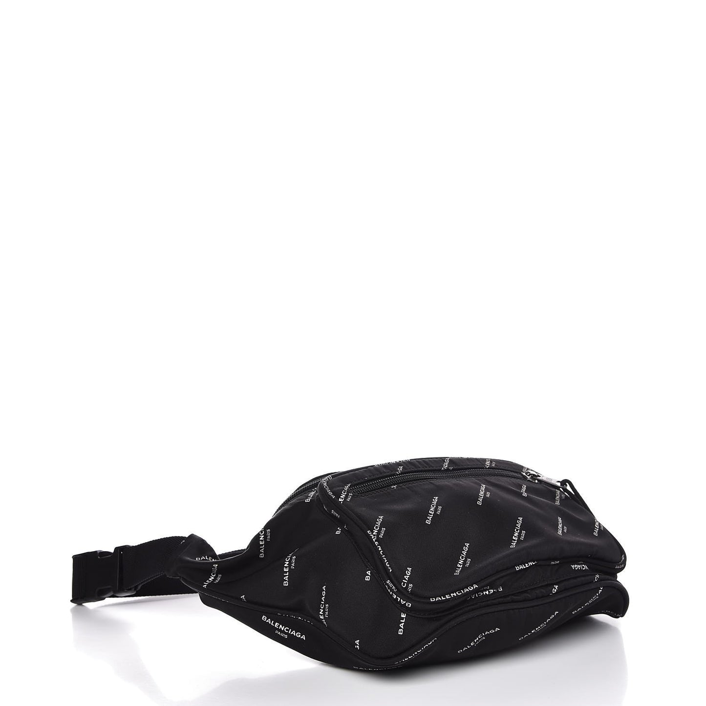 Twill Nylon Allover Logo Explorer Beltpack Black White