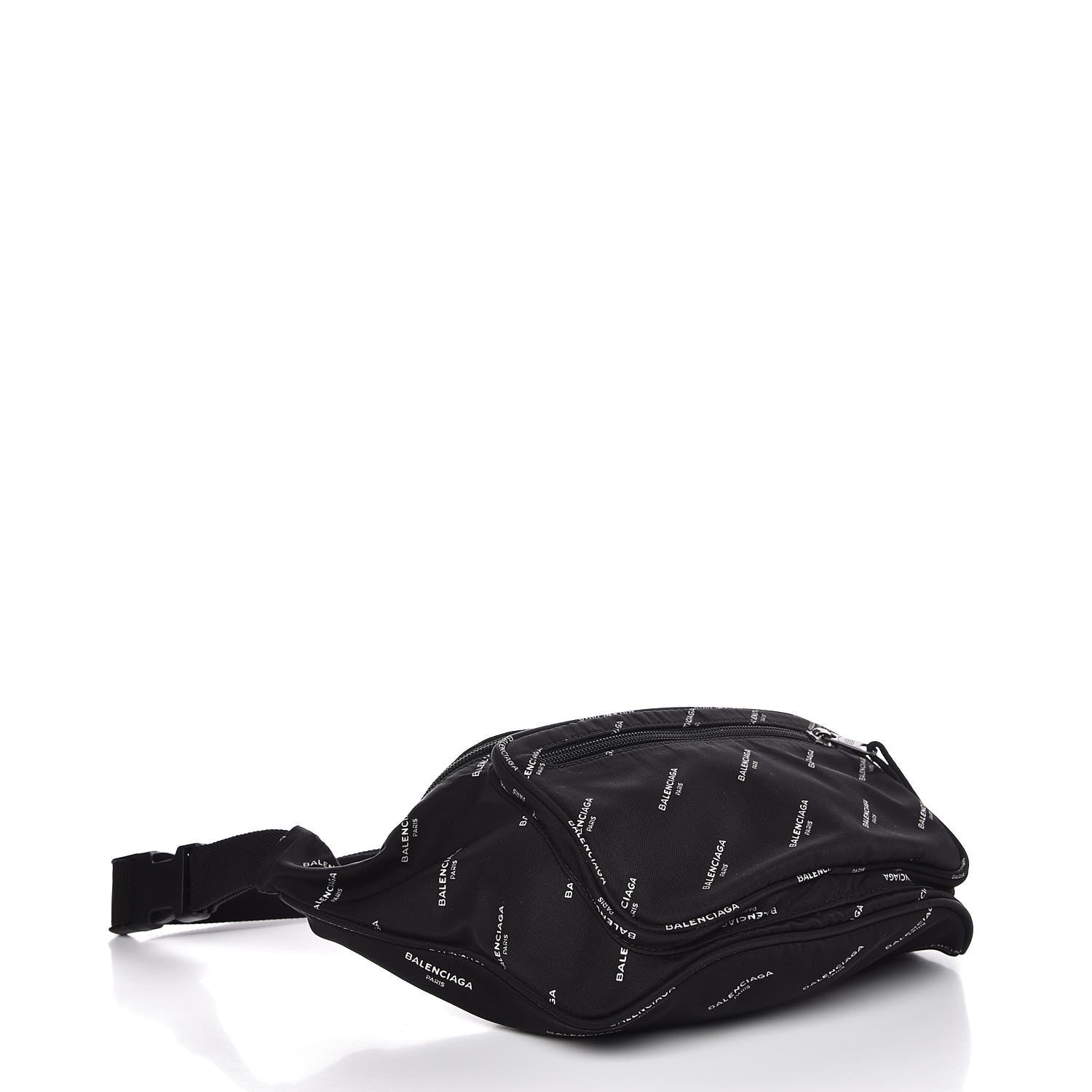 Balenciaga Twill Nylon Allover Logo Explorer Beltpack Black White 5 of 8