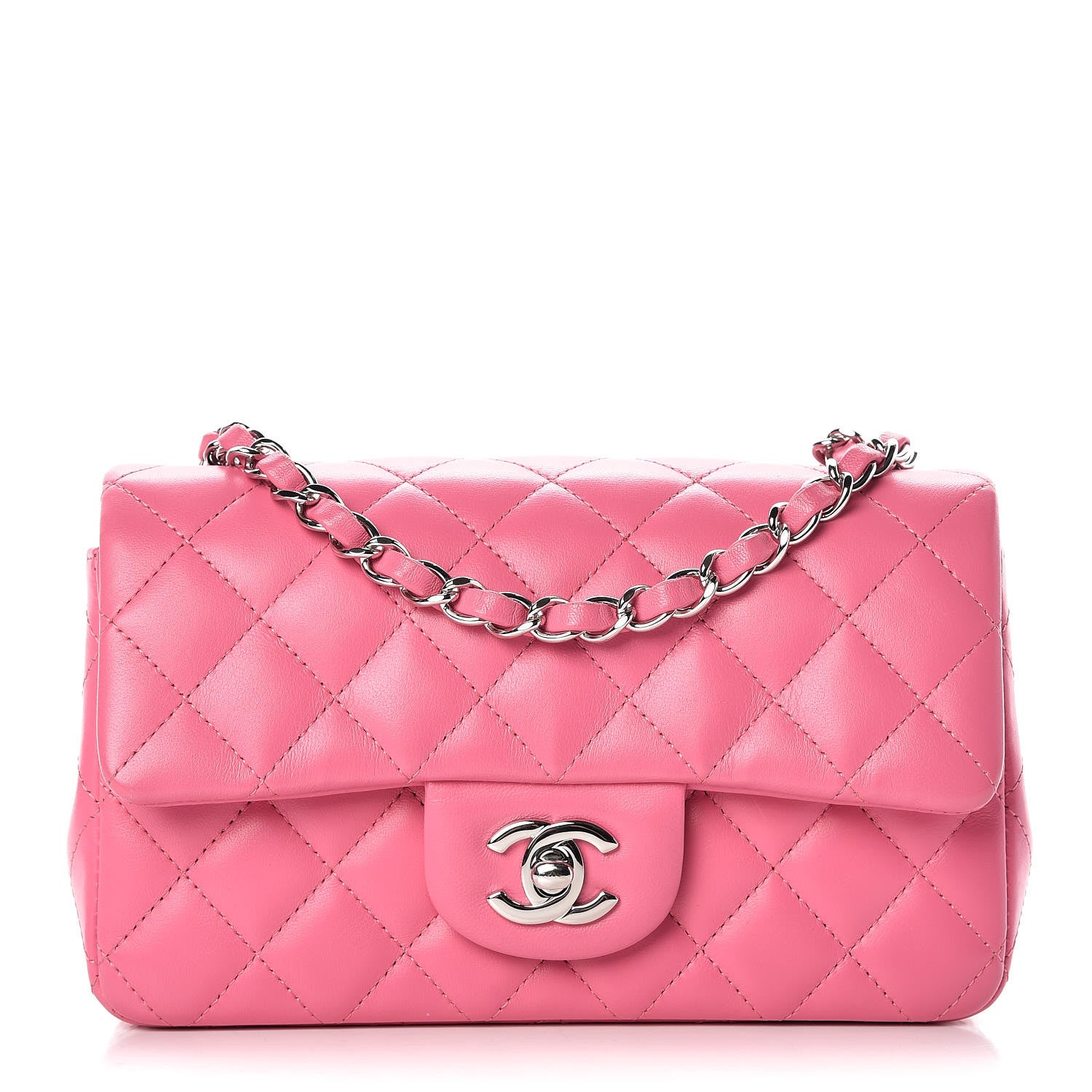 Chanel Lambskin Quilted Mini Rectangular Flap Pink 1 of 8