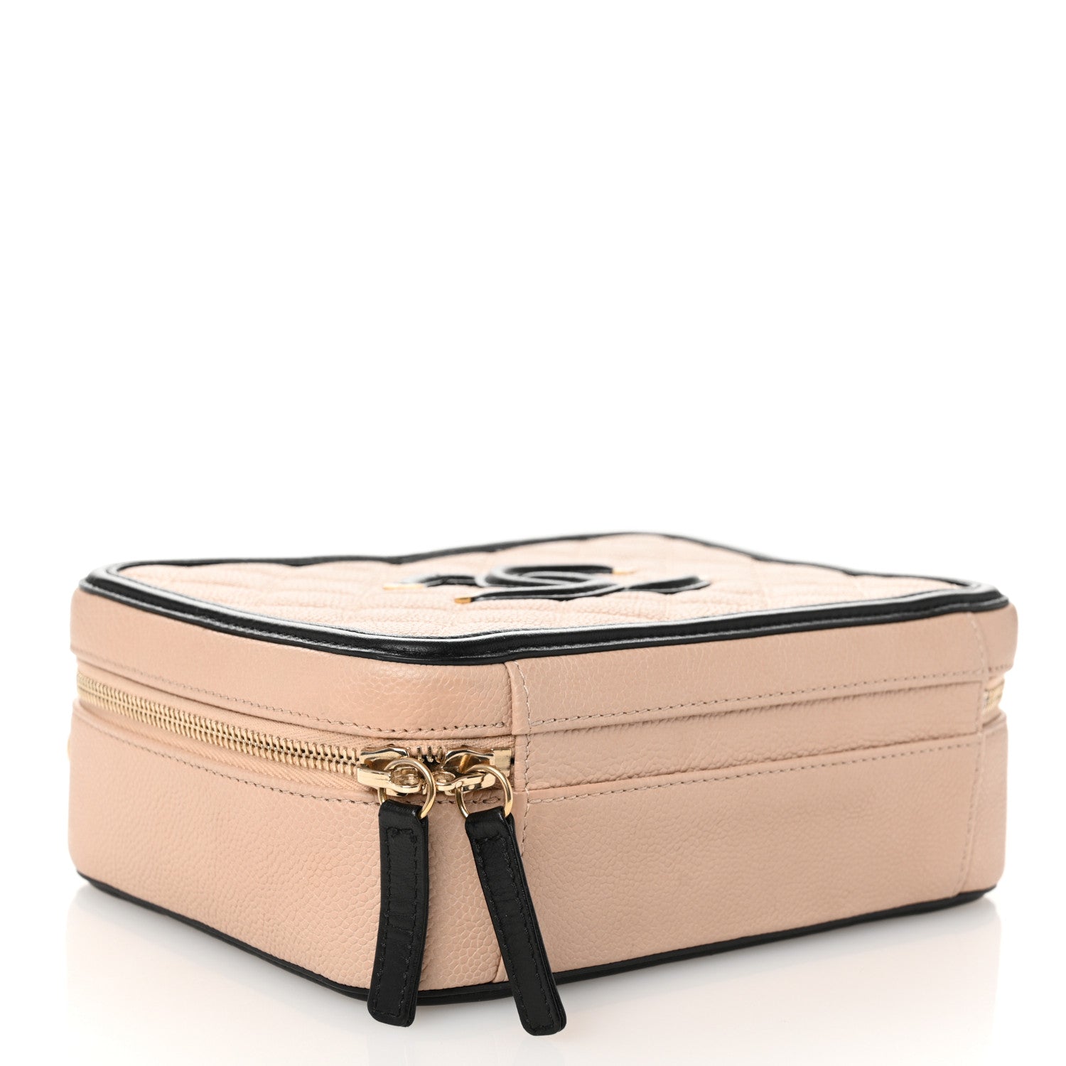 Chanel Caviar Quilted Medium CC Filigree Vanity Case Beige Black 4 of 10