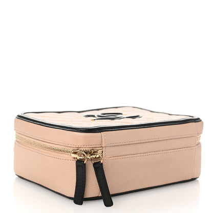 Chanel Caviar Quilted Medium CC Filigree Vanity Case Beige Black 4 of 10