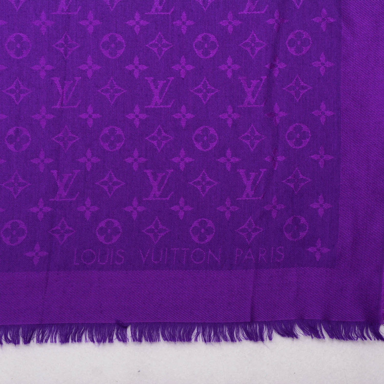 Louis Vuitton Silk Wool Monogram Voile Shawl Cassis 4 of 5