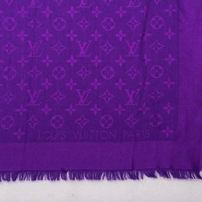Louis Vuitton Silk Wool Monogram Voile Shawl Cassis 4 of 5