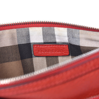 Burberry Grainy Calfskin Check Embossed Wristlet Military Red 6 of 16