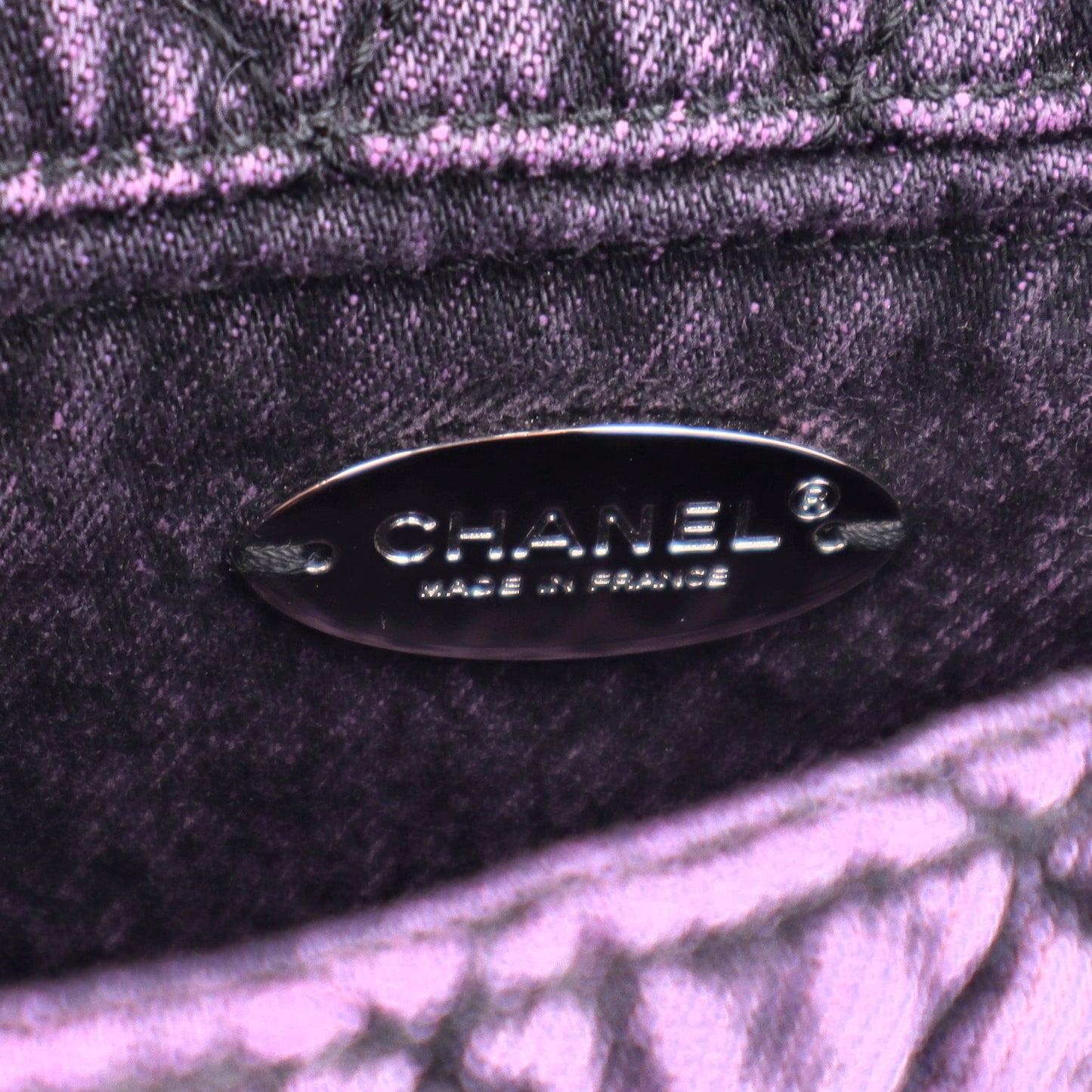 Washed Denim Quilted Small Denimpression Flap Violet Purple Black