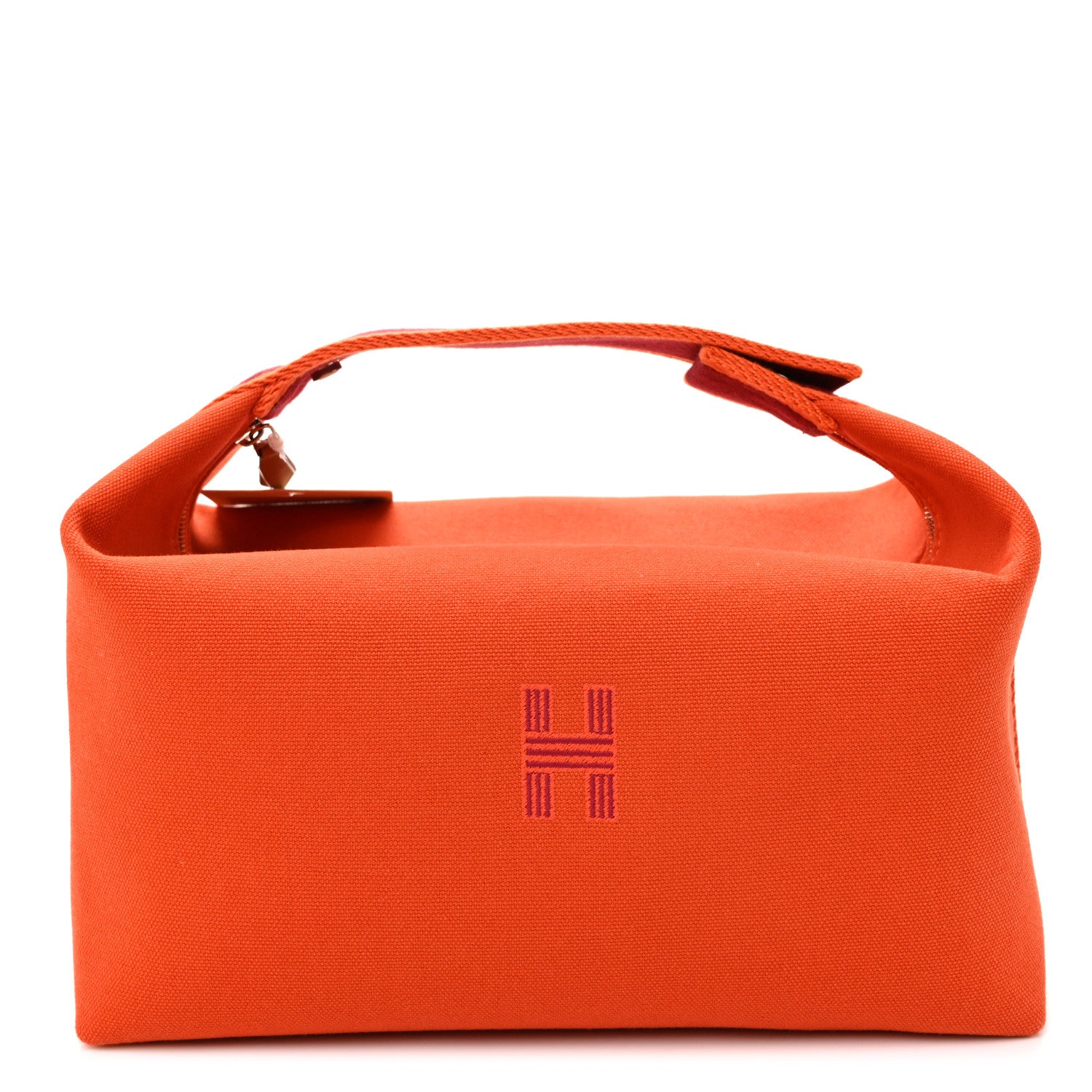 Hermes Canvas Large Bride-A-Brac Pouch Orange Feu Burgundy 1 of 9