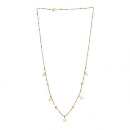 David Yurman 18K Yellow Gold Pearl Diamond Petite Perle Fringe Necklace 3 of 4