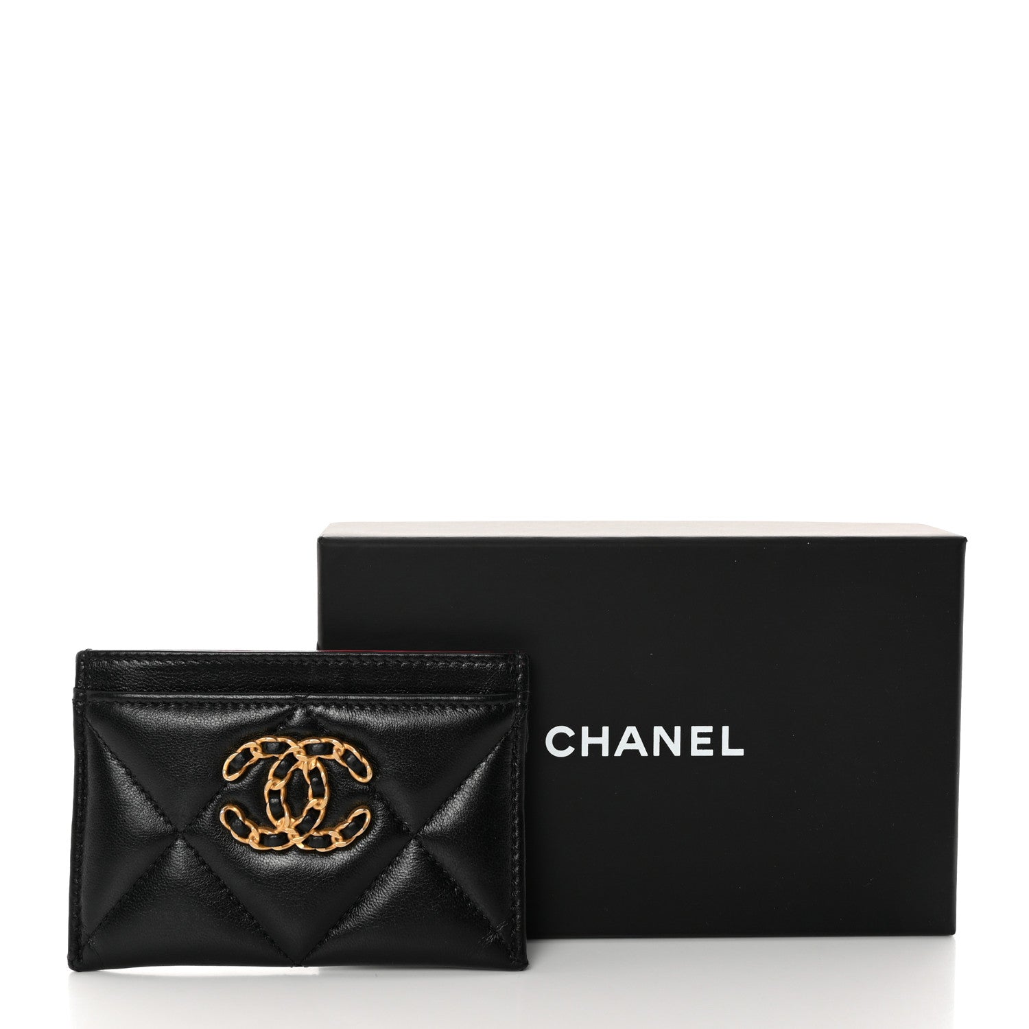 Chanel Lambskin Quilted Chanel 19 Card Holder Black 10 of 10