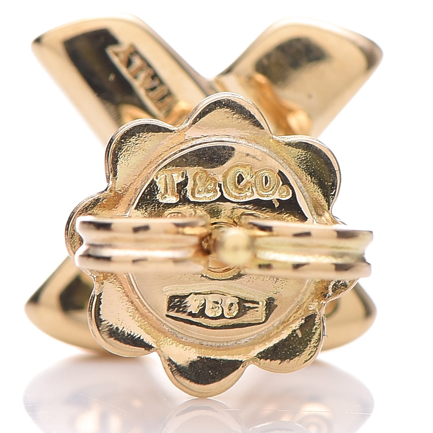 18K Yellow Gold 9mm Cross Stitch Earrings