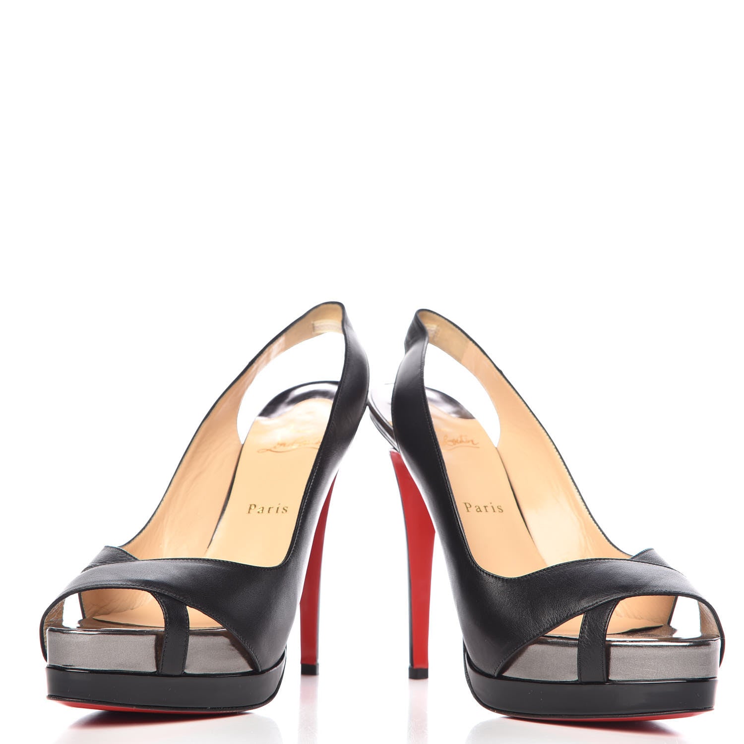 Christian Louboutin Nappa Patent Very Croise 140 Sandals 39.5 Black Pewter 6 of 10