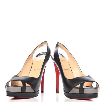 Christian Louboutin Nappa Patent Very Croise 140 Sandals 39.5 Black Pewter 6 of 10