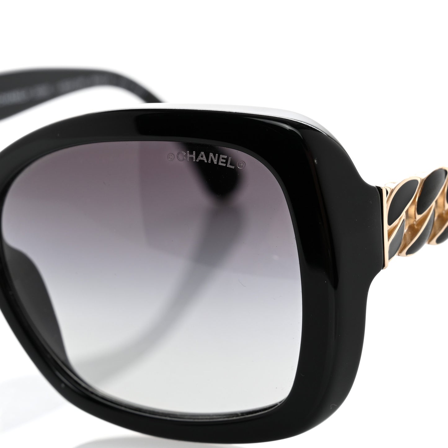 Acetate Metal Chain Square Sunglasses 5305 Black