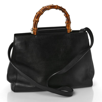 Gucci Nappa Bamboo Medium Nymphaea Top Handle Bag Black 3 of 13