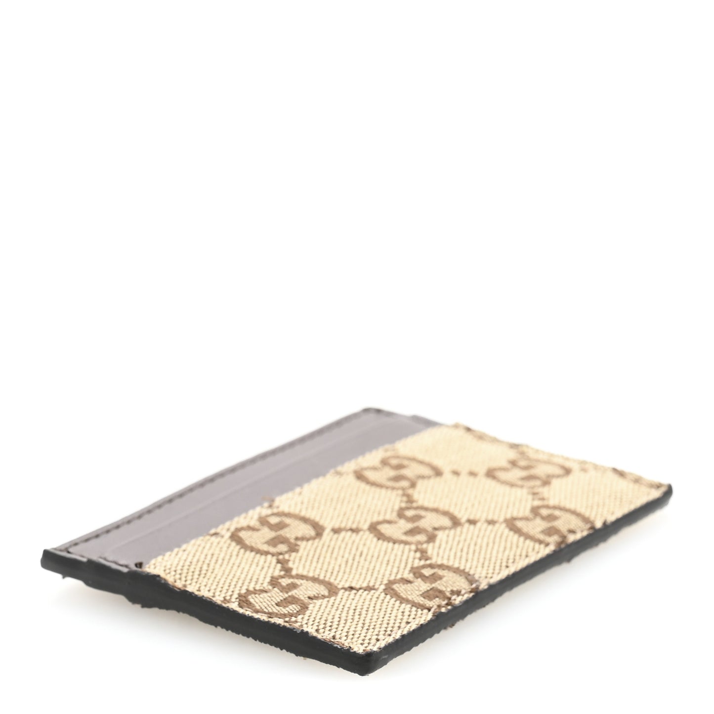 GG Monogram Calfskin Card Holder Beige Ebony Cuir