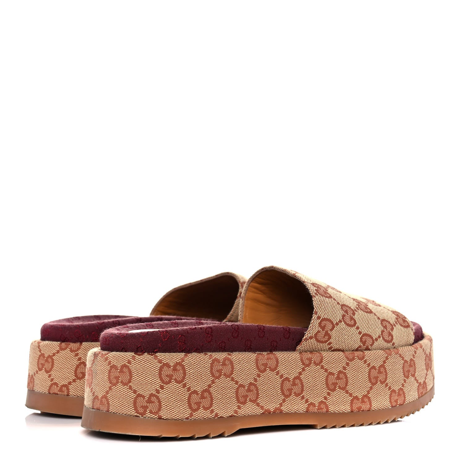 Gucci Canvas GG Monogram Angelina Platform Slide Sandals 36.5 Beige Ruggine 4 of 8