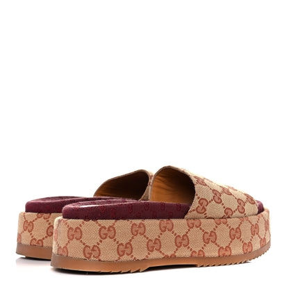 Gucci Canvas GG Monogram Angelina Platform Slide Sandals 36.5 Beige Ruggine 4 of 8