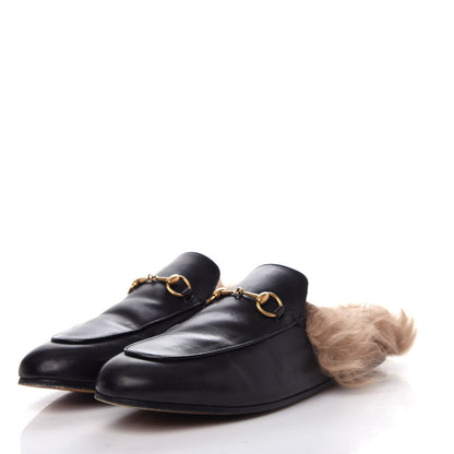 Gucci Calfskin Fur Womens Princetown Slippers 40 Black 3 of 10
