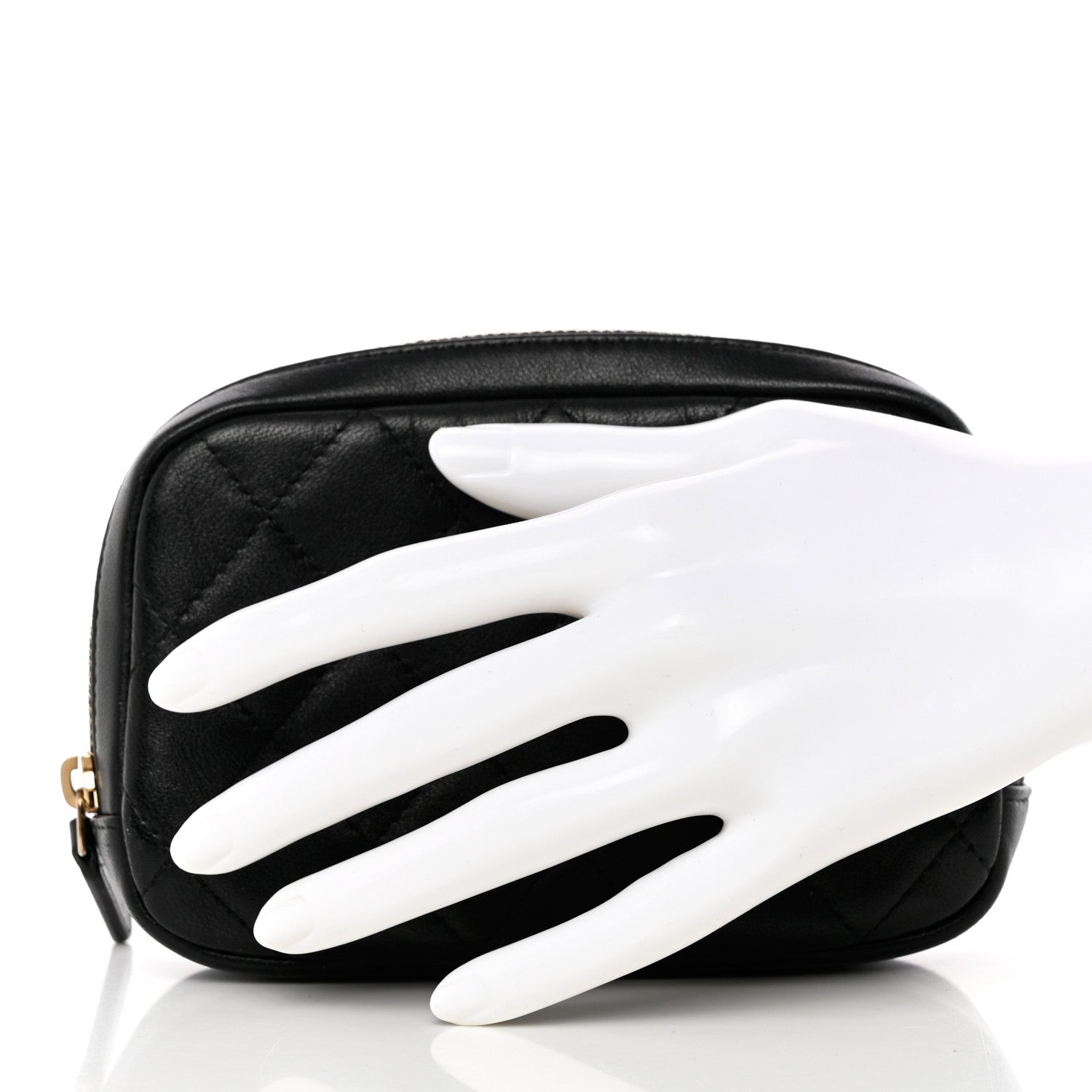 Chanel Lambskin Quilted Small Curvy Pouch Cosmetic Case Black 2 of 10