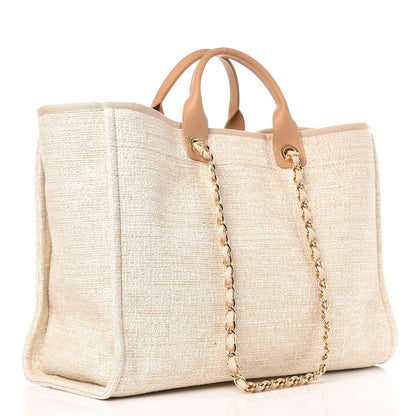 Chanel Canvas Large Deauville Tote Light Beige 3 of 7