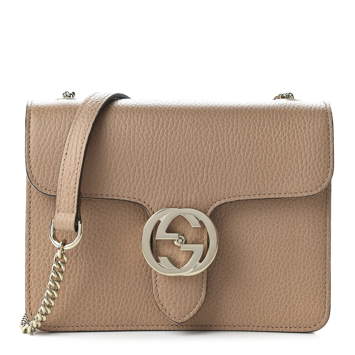 Gucci Dollar Calfskin Small Interlocking G Shoulder Bag Camelia 1 of 10