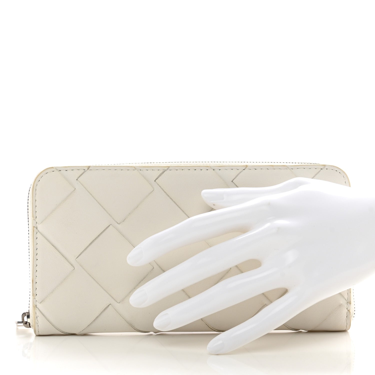 Bottega Veneta Nappa Maxi Intrecciato Zip Around Wallet White 2 of 9