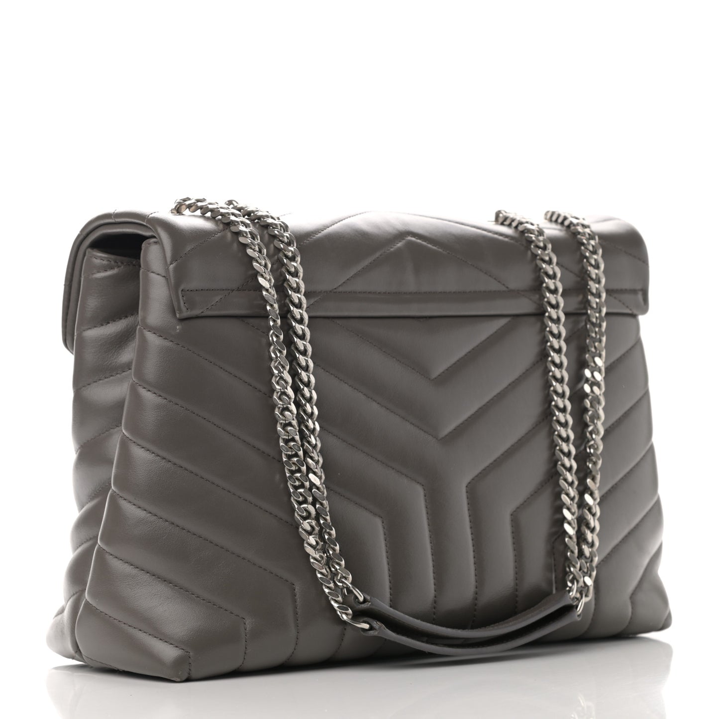 Calfskin Y Quilted Monogram Small Loulou Chain Satchel Pebble