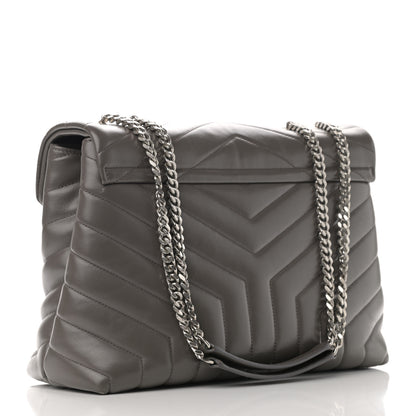 Saint Laurent Calfskin Y Quilted Monogram Small Loulou Chain Satchel Pebble 2 of 14