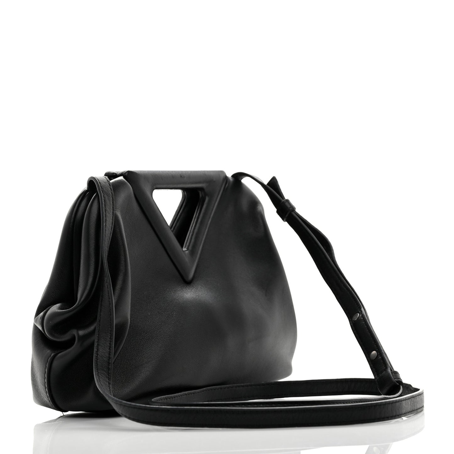 Calfskin Small The Point Triangle Bag Black