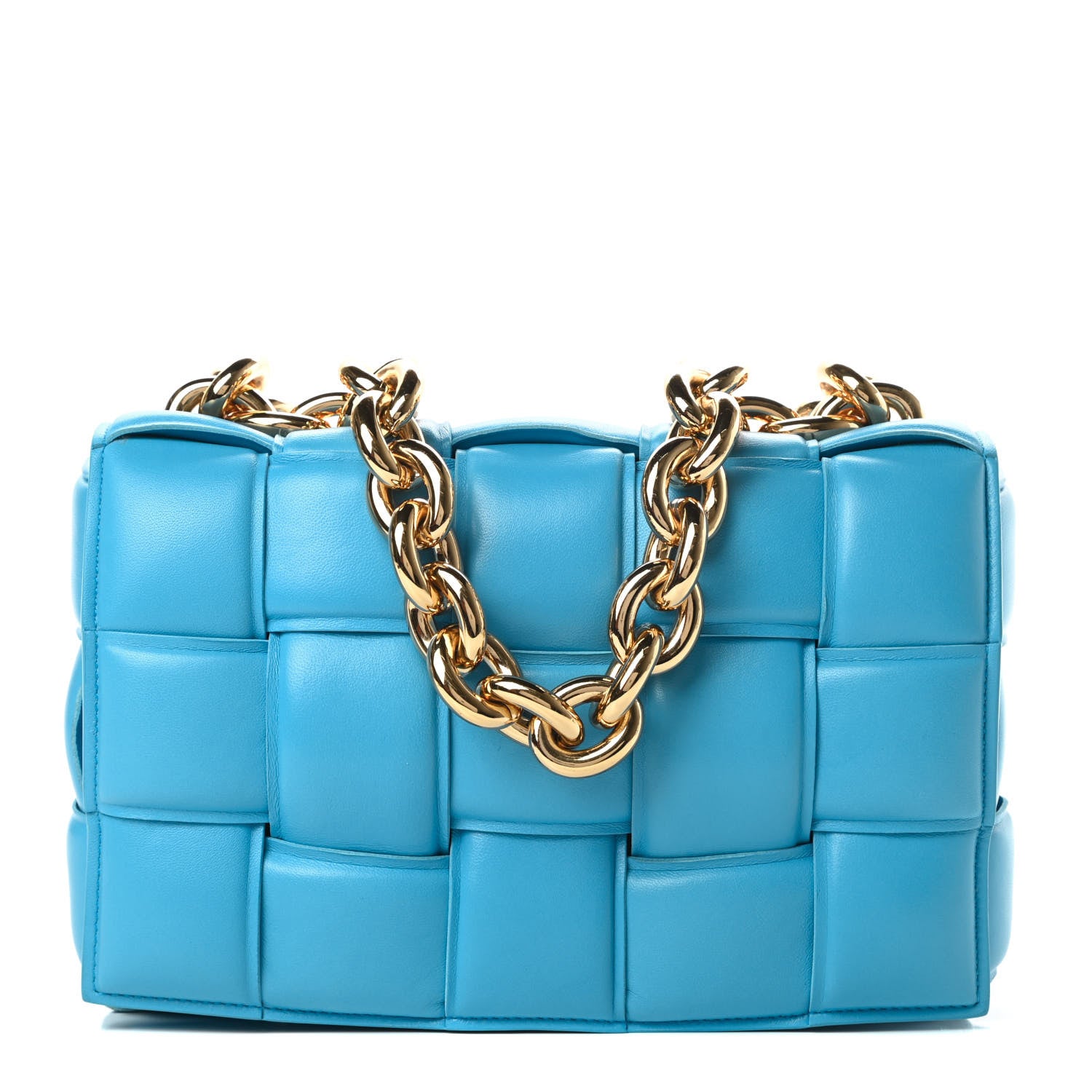 Bottega Veneta Lambskin Maxi Intreccio Padded Chain Cassette Crossbody Bag Swimming Pool 1 of 10