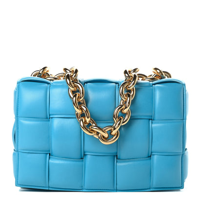 Bottega Veneta Lambskin Maxi Intreccio Padded Chain Cassette Crossbody Bag Swimming Pool 1 of 10